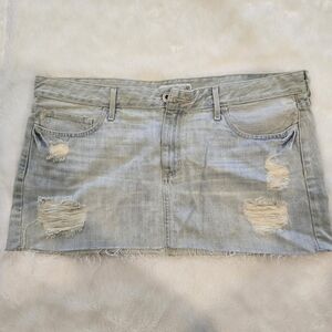 Guess Distressed Light Blue Denim Skirt